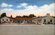 City Hall Santa Cruz California fountain ~ 1940s linen postcard picture