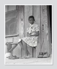 Black Sharecropper's Daughter Sitting on the Porch c1930s, Vintage Photo Print picture