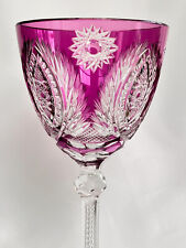 St Louis Cut to Clear Purple WINE Glass Goblet Purple French Crystal Antique picture
