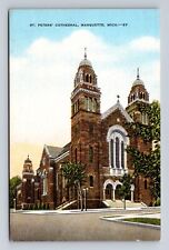 Marquette MI-Michigan, St Peter's Cathedral, Religion, Antique Vintage Postcard picture