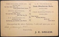 1895  **J. E. DAGER** (REPRESENTING FACTORIES) TOLEDO, OHIO 1c UX10 POSTAL CARD picture