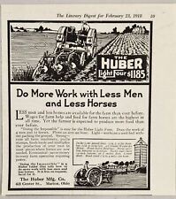 1918 Print Ad Huber Light Four Tractors Farm & Farmer Marion,Ohio picture