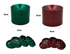 2-Pack 5cm Curved Herb Grinder 4 Layer Smoke Spice Tobacco Metal Crush Red,Green picture