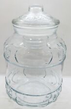Vintage Beautiful KIG Indonesian Clear Glass Cookie Jar -Apple Design. picture