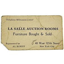 Vtg 1900's New York Business Card Al Schiff LaSalle Auction Rooms West 125th   picture