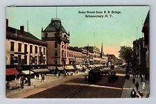 Schenectady NY-New York, State Street From Railroad Bridge, Vintage Postcard picture
