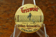 Antique Early 1900s Griswold Farm Field Fence Celluloid Advertising Pinback RARE picture