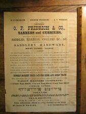 Antique Document Panic of 1873 Sales Ad Broadside Tanners Currier Mt Carmel IL  picture