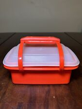 Vintage Tupperware Pack N Carry RED Lunch Box w/Handle, Good Condition picture