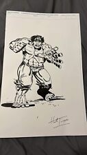 Herb Trimpe Hulk Inked Sketch Signed  Large Sketch Marvel Production Page💥 picture