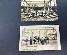 2 1910s Barn Raising Farm Crews Real Photo Postcards Agriculture Farming History picture