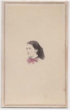 ANTIQUE CDV C. 1860s G.B. HALL GORGEOUS YOUNG LADY HAND-TINTED LITTLE FALLS NY picture