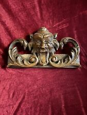 Antique Wooden Devil Satyr Carving Pediment Wall Decor Oddities Occult Dracula picture