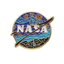 NASA Logo insignia Enamel Pin Lapel Brooch Astronaut Van Gogh Starry Night picture