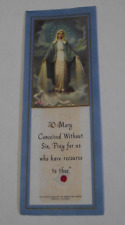 Vtg relic card cloth touched to chair of the Apparitions Miraculous Medal Shrine picture