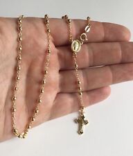  18k Gold Over Solid 925 Sterling Silver Italian Rosary 3mm-20