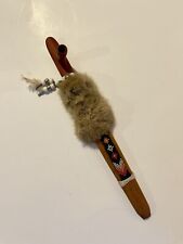 Vintage Native American Ceremonial Peace Pipe about 13”+ Long Fur Beaded picture