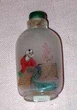 Vintage Reverse Painted Fine Glass Snuff Bottle Hand Painted with Lots of Detail picture