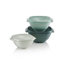 Tupperware CLASSIC SERVALIER BOWL SET of 3 ~ Green ~ 5.25/8/11.75 Cups ~ NEW picture