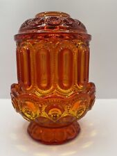 Moon and Stars LE Smith Glass Amberina 2 Pc Fairy Candle Tea Light Lamp-READ picture