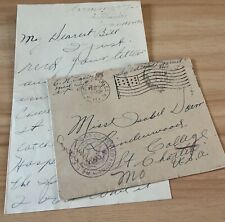 WWI AEF letter Medical Det. 110th FS Bn in hospital with flu, sent a helmet picture