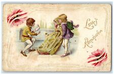 c1910's Valentine Love's Reminder Children Flowers Embossed Antique Postcard picture