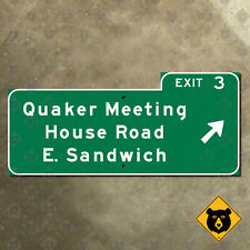 Massachusetts Mid-Cape Highway US route 6 exit 3 sign East Sandwich Quaker 27x12 picture