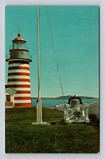 Lubec ME-Maine, West Quoddy Head Light House, Vintage Souvenir Postcard picture