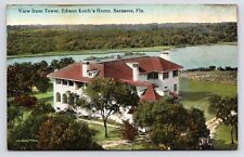 c1907 Edison Keith's Home Mansion from Tower Aerial Sarasota Florida FL Postcard picture