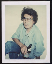 FOUND PHOTO Polaroid Old Model Smoking & Drinking Beer Color Snapshot VTG picture