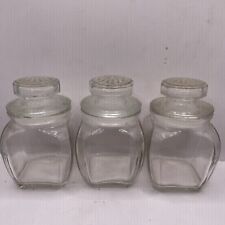 Small Vintage Glass Canister w Lid Starburst Design On Lid Lot Of 3 picture