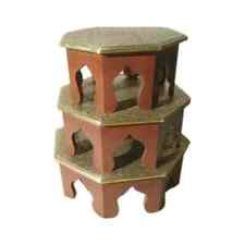 Decorative Wooden Pooja Chowki Wood Stool Brass Book Stand for Home picture