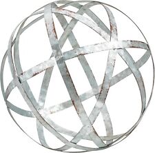 Metal Decorative Sphere for Home Decor: Distressed Galvanized Bands Hand Painted picture