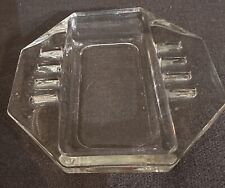 Vintage Ashtray Mid Century Modern Octagon Clear Glass Trenched Six Slots MCM picture