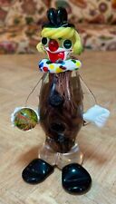VINTAGE MURANO GLASS HAND BLOW COLORFUL CLOWN WITH ORIGINAL STICKER & BALL picture