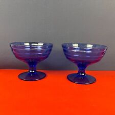 Pair of Vintage Unmarked Blue/Indigo Parfait or Dessert Cups picture