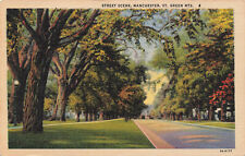 STREET SCENE POSTCARD GREEN MOUNTAINS MANCHESTER VT VERMONT 1936 picture