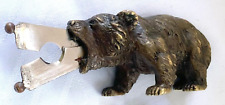 Antique J.A. Henckels Bronze Bear Cigar Cutter Retractable Hidden Steel Blades picture