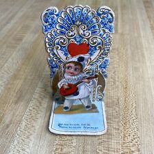 1920’s Die Cut Pop Up 3D Valentine Card Germany Pierrot Clown Forget Me Not picture
