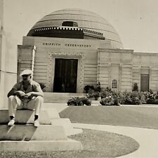 Vintage B&W Snapshot Photograph Handsome Man Griffith Observatory Hollywood CA picture