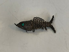 Vtg Antique Chinese Silver Cloisonne Enamel Articulated Fish Figurine Trinket picture