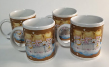 VTG Hallmark Christmas Set Of 4 Angel Musical Trio Coffee Mugs 3¾