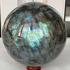 4120g Natural labradorite ball rainbow quartz crystal sphere reiki healing picture