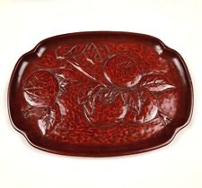 Vintage Asian Red Laquer Carved Tray picture