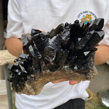 5.7LB Natural Rare Beautiful Black QUARTZ Crystal Cluster Mineral Specimen picture