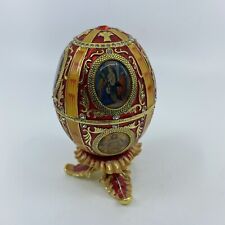 Vintage Fabergé Egg Egg Holy Family religous Nativity Royal Jewel Egg Trinket picture