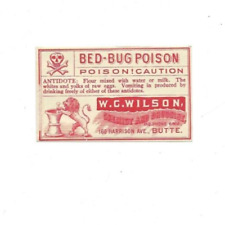 Old Unused Label BED BUG POISON WC Wilson Chemist Druggist Butte Montana picture