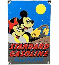 VINTAGE STANDARD GASOLINE PORCELAIN SIGN SERVICE STATION OIL DISNEY GAS MICKEY picture