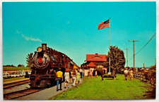 Strasburg Railroad Hello Dolly Train Postcard American Flag Old Cars Unposted picture