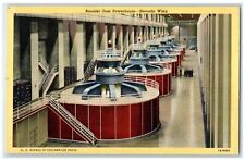 c1940's Boulder Dam Powerhouse Nevada Wing Turbine Generators Vintage Postcard picture